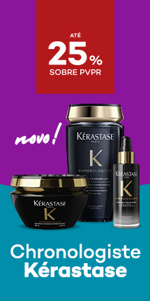 Gama Chronologiste da marca K&eacute;rastase com destaque promocional at&eacute; 25% sobre pre&ccedil;o de Venda ao P&uacute;blico Recomendado